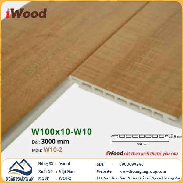 Tấm Nano Hèm V Giả Gỗ Ốp Tường Ốp Trần Iwood W10-2